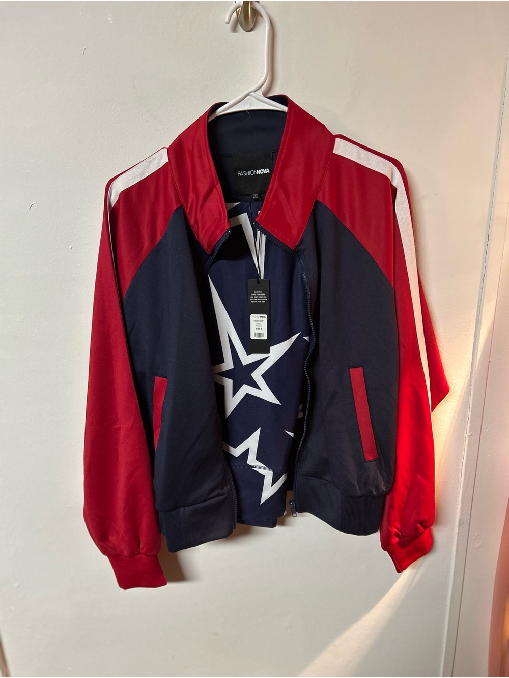 Fashion Nova Red & Navy Colorblock Track Jacket Fabletics star Leggings